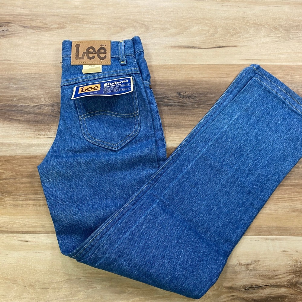 Lee Students Straight Leg Jeans 25x30 Vintage High Rise Cotton Denim 80s USA